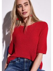 Street One Sweter w kolorze czerwonym rozmiar: 40. Czerwone swetry Street One, bez wzorów, ze splotem, bez ramiączek. Za 114.44 zł.