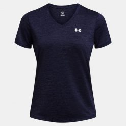 Koszulka szybkoschnąca damska Under Armour UA Tech Twist V-Neck. Niebieskie bluzki Under Armour, xs, bez wzorów, sportowe, bez kołnierzyka, bez ramiączek. Za 79.99 zł.