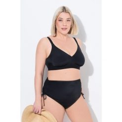 Damskie figi od bikini marszczona taśma wypełnienie z przodu. Czarne bielizna sportowa Ulla Popken, plus size, bez wzorów, z elastanu. Za 123.99 zł.