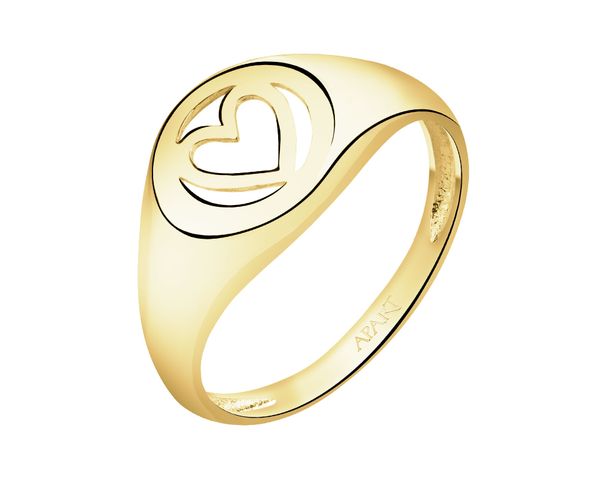 Złoty pierścionek - sygnet - serce. Żółte pierścionki Apart, złote. Za 1,899.00 zł.