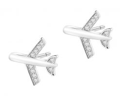 Kolczyki srebrne z cyrkoniami - samoloty. Szare kolczyki Apart, z cyrkonią, srebrne. Za 129.00 zł.