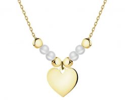 Złoty naszyjnik z perłami i cyrkonią - serce. Żółte naszyjniki Apart, z cyrkonią, złote. Za 1,199.00 zł.