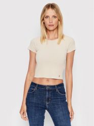 Guess Bluzka W2YR42 Z2U00 Beżowy Slim Fit. Brązowe bluzki Guess, xxl, z aplikacjami, z syntetyku, bez kołnierzyka, bez ramiączek. Za 189.99 zł.