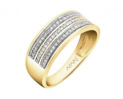 Pierścionek z żółtego złota z diamentami - 0,18 ct - próba 585. Żółte pierścionki Apart, z diamentem, złote. Za 4,790.00 zł.