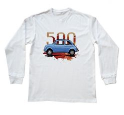 Fiat 500 — bluzka z długim rękawem. Białe bluzki nikiniki, s, bez wzorów, z bawełny, eleganckie, bez kołnierzyka, bez ramiączek. W wyprzedaży za 75.65 zł.