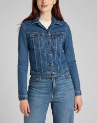 LEE RIDER JACKET DAMSKA KURTKA JEANSOWA WORN IRIS L54MMWQW 112140282. Niebieskie kurtki Lee, l, bez wzorów, z jeansu, bez kaptura. Za 289.99 zł.