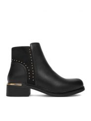 DeeZee Botki HX21055-38 Czarny. Czarne botki DeeZee, bez wzorów, z materiału, bez obcasa, na płaskiej podeszwie, bez zapięcia. Za 179.99 zł.