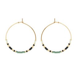 Kolczyki koła z zielonymi i czarnymi japońskimi koralikami Miyuki. Czarne kolczyki Lilou, ze stali. Za 149.00 zł.