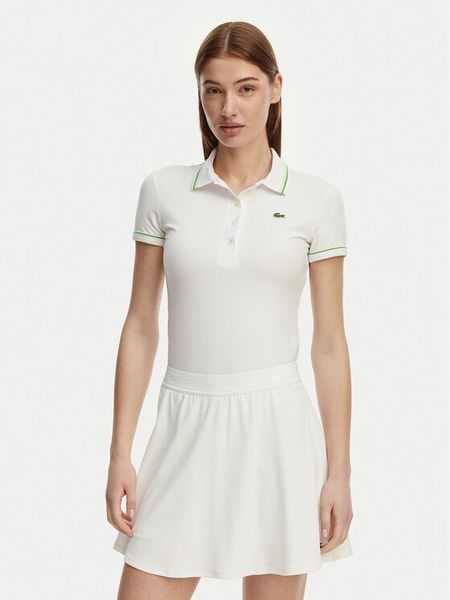 Lacoste Polo DF5284 Biały Slim Fit. Białe koszulki polo Lacoste, bez wzorów, z bawełny, bez kołnierzyka, bez ramiączek. Za 323.99 zł.