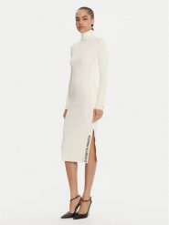 Elisabetta Franchi Sukienka dzianinowa AM-03S-56E2-V390 Écru Slim Fit. Sukienki Elisabetta Franchi, s, bez wzorów, z dzianiny, bez kołnierzyka, bez ramiączek. Za 1,689.00 zł.