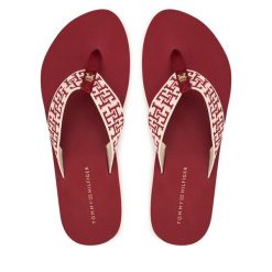 Japonki Tommy Hilfiger. Czerwone klapki TOMMY HILFIGER, bez wzorów, bez obcasa. Za 169.99 zł.