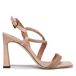 Sandały Pollini. Czerwone sandały Pollini, bez wzorów, bez obcasa, na słupku, bez zapięcia. Za 2,599.00 zł.