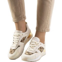 Beżowe sneakersy Malrton beżowy. Brązowe trampki bez wzorów, przed kostkę, bez zapięcia. Za 85.50 zł.