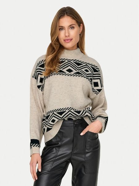 ONLY Golf Victoria 15321179 Beżowy Regular Fit. Brązowe golfy Only, xl, bez wzorów, z syntetyku, bez ramiączek. Za 169.99 zł.