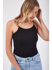 Happiness Istanbul Top w kolorze czarnym rozmiar: 36. Czarne topy Happiness Istanbul, bez wzorów, bez kołnierzyka, bez ramiączek. Za 52.99 zł.