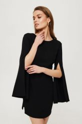 Elegancka ołówkowa sukienka mini rozcięte rękawy czarna. Czarne sukienki Makover, m, bez wzorów, eleganckie, bez kołnierzyka, bez ramiączek, mini, ołówkowe. Za 329.00 zł.