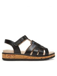 Caprice Sandały 9-28715-44 Czarny. Czarne sandały Caprice, bez wzorów, ze skóry, bez obcasa, na płaskiej podeszwie, bez zapięcia. Za 217.99 zł.
