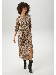 Aniston Sukienka w kolorze beżowo-jasnobrązowym rozmiar: 42. Brązowe sukienki Aniston, bez wzorów, z tkaniny, bez kołnierzyka, bez ramiączek, maxi. Za 95.99 zł.