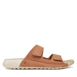 Klapki ECCO. Brązowe klapki ecco, bez wzorów, bez obcasa. Za 369.99 zł.