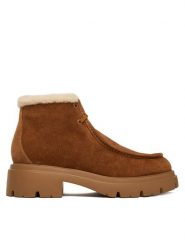 Stuart Weitzman Botki Hudson Shrling SM607 YHV Miedziany. Brązowe botki Stuart Weitzman, bez wzorów, ze skóry, bez obcasa, na płaskiej podeszwie, bez zapięcia. Za 2,439.00 zł.