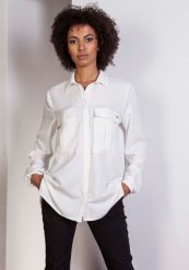 Ecru Koszula Oversize z Kieszeniami. Czarne koszule Lanti, l, bez wzorów, z materiału, bez kołnierzyka, bez ramiączek. Za 188.90 zł.