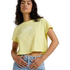 Koszulka z krótkim rękawem dla Kobiety PEOPLE SPEAK. Zielone koszulki sportowe Roxy, bez wzorów, z bawełny, bez ramiączek. Za 129.99 zł.