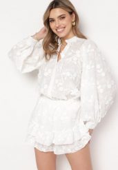 Białe Szorty w Stylu Boho Imitujące Spódniczkę z Falbankami Yelvina. Białe szorty Born2be, bez wzorów, boho. Za 89.99 zł.