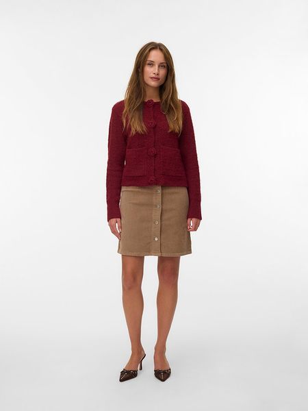 Vero Moda Spódnica sztruksowa w kolorze beżowym rozmiar: XS. Brązowe spódnice Vero Moda, na co dzień, xs, bez wzorów, ze sztruksu, mini, proste. Za 69.91 zł.