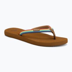 Japonki damskie Rip Curl Freedom Bloom Open Toe. Brązowe klapki Rip Curl, bez wzorów, z otwartym noskiem, bez obcasa. Za 109.99 zł.