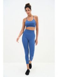 Onamaste Legginsy sportowe w kolorze niebieskim rozmiar: S/M. Niebieskie legginsy Onamaste, m, bez wzorów, z materiału, z podwyższonym stanem. Za 136.78 zł.