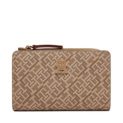 Duży Portfel Damski Tommy Hilfiger. Brązowe portfele TOMMY HILFIGER, bez wzorów. Za 239.99 zł.