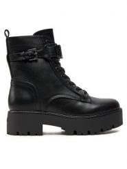 Guess Botki Vaires FLTSOM ELE10 Czarny. Czarne botki Guess, z aplikacjami, ze skóry, bez obcasa, na płaskiej podeszwie, bez zapięcia. Za 799.99 zł.