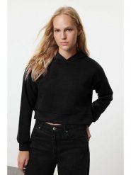 Trendyol Bluza w kolorze czarnym rozmiar: XL. Czarne bluzy Trendyol, xl, bez wzorów, z bawełny, bez kaptura. Za 60.99 zł.