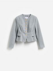 Marynarka z ozdobnymi guzikami - jasnoszary. Szare marynarki i żakiety Reserved, l, bez wzorów, z tkaniny. Za 199.99 zł.