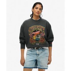 Sweter Psych Surf Loose. Czarne koszulki sportowe Superdry, bez wzorów, bez ramiączek. W wyprzedaży za 257.35 zł.