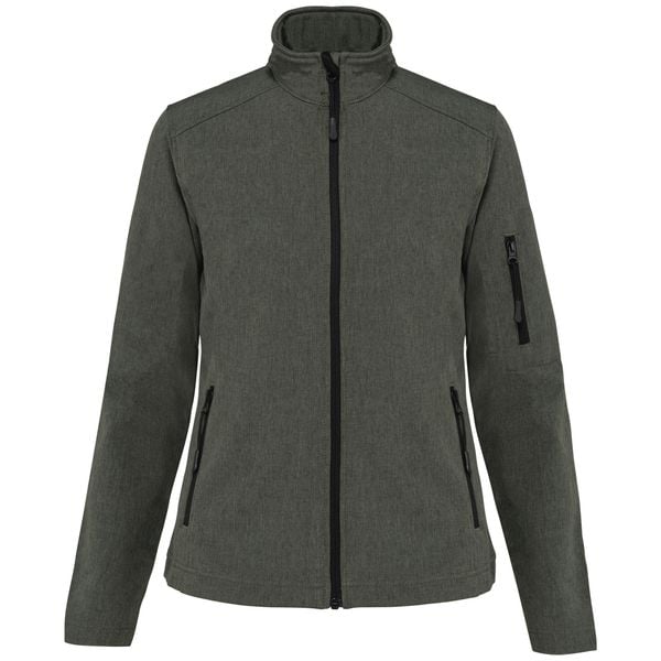 Kurtka Softshell dla kobiet Kariban. Zielone kurtki sportowe KARIBAN, bez wzorów, z softshellu, bez kaptura. Za 222.50 zł.