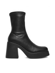 DeeZee Botki BZRB0325-4 Czarny. Czarne botki DeeZee, bez wzorów, z materiału, bez obcasa, na słupku, bez zapięcia. Za 219.99 zł.
