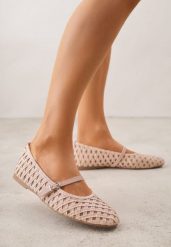 Różowe Balerinki Ozdobione Ażurowym Motywem i Paskiem Nonaniassi. Czerwone baleriny Born2be, w ażurowe wzory, z jeansu, bez obcasa. Za 119.99 zł.