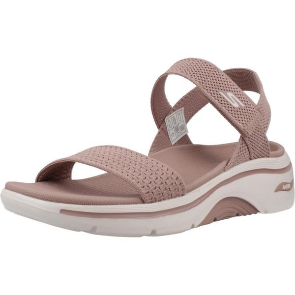 Sandały SKECHERS GO WALK ARCH FIT 2.0 Rose. Fioletowe sandały Skechers, bez wzorów, z materiału, bez obcasa, bez zapięcia. Za 269.99 zł.