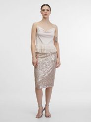 Orsay Top w kolorze kremowym rozmiar: L. Brązowe topy Orsay, l, bez wzorów, bez kołnierzyka, bez ramiączek. Za 21.99 zł.