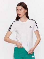 Adidas T-Shirt Essentials Slim 3-Stripes T-Shirt GL0783 Biały Slim Fit. Białe t-shirty Adidas, xs, bez wzorów, z bawełny, bez kołnierzyka, bez ramiączek. Za 89.99 zł.