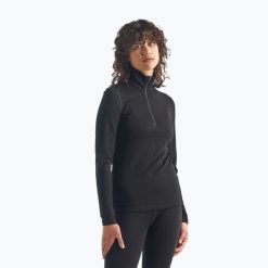 Bluza termoaktywna damska icebreaker 260 Tech LS Half Zip. Czarne bielizna sportowa Icebreaker, na zimę, bez wzorów, bez kaptura. Za 439.99 zł.