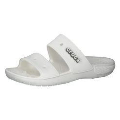 Klapki unisex Crocs Classic Sandal. Białe klapki Crocs, bez wzorów, z materiału, bez obcasa. Za 118.99 zł.