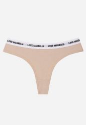 Beżowe Majtki Typu Stringi z Bawełną i Napisami Veza. Brązowe stringi Born2be, bez wzorów, z bawełny. Za 7.99 zł.