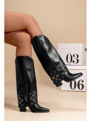 C'M Kozaki w kolorze czarnym rozmiar: 38. Czarne kozaki C'M, na zimę, bez obcasa, bez zapięcia. Za 173.99 zł.