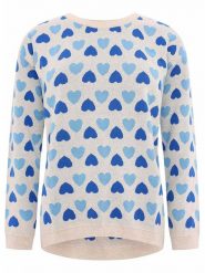 Zwillingsherz Sweter "Hearts" w kolorze beżowo-niebieskim rozmiar: L/XL. Brązowe swetry Zwillingsherz, l, bez wzorów, z bawełny, bez ramiączek. Za 171.68 zł.