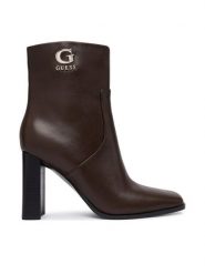 Guess Botki FLFGED LEA10 Brązowy ciemny. Brązowe botki Guess, z aplikacjami, bez obcasa, na słupku, bez zapięcia. Za 764.99 zł.