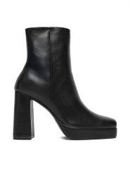 DeeZee Botki 24ST0155-1 Czarny. Czarne botki DeeZee, bez wzorów, z materiału, bez obcasa, na słupku, bez zapięcia. Za 199.99 zł.