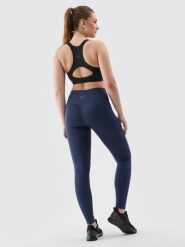 4F Legginsy treningowe z materiału z recyklingu damskie - granatowe XS. Niebieskie legginsy 4f, l, bez wzorów, z dzianiny, z podwyższonym stanem, na fitness i siłownię. W wyprzedaży za 69.99 zł.