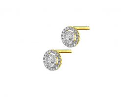 Kolczyki z żółtego i białego złota z diamentami - 0,12 ct - próba 585. Białe kolczyki Apart, z diamentem, złote. Za 2,190.00 zł.